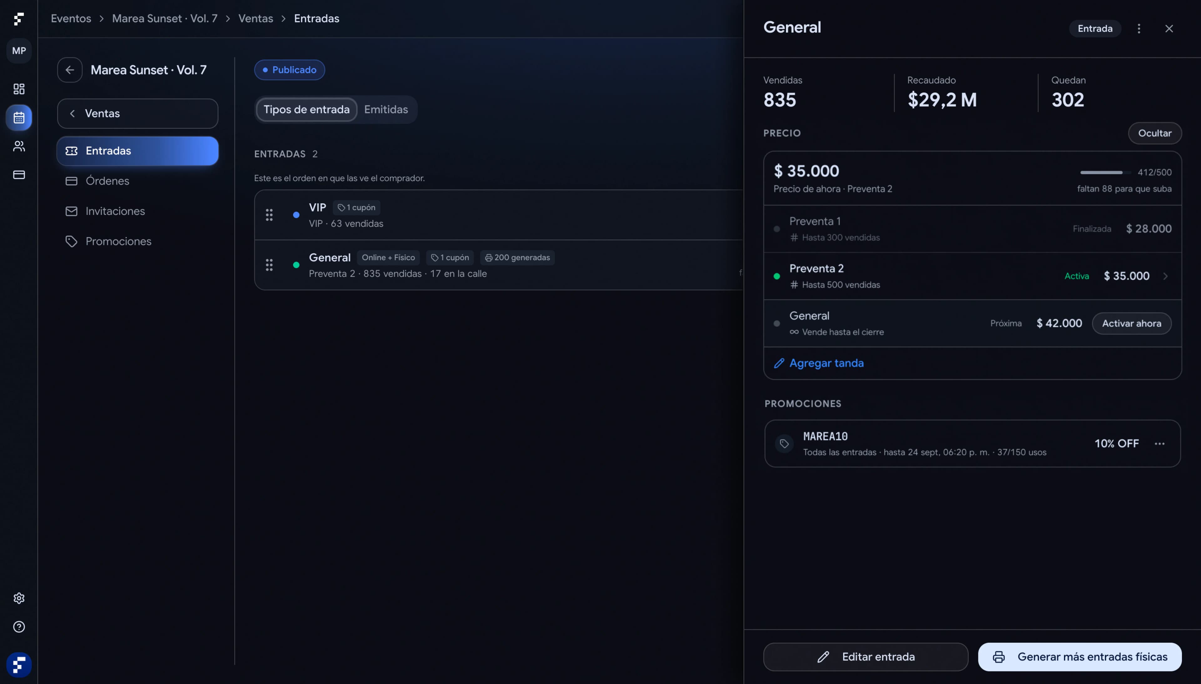 Tandas automáticas y promociones en el panel de Plan Pro